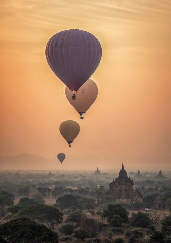 hot air balloons, bagan, sunset-1807521.jpg